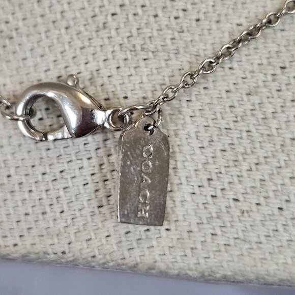 COACH Rainbow Pave  Crystal Bar Silver Tone Chain Necklace - Picture 5 of 6